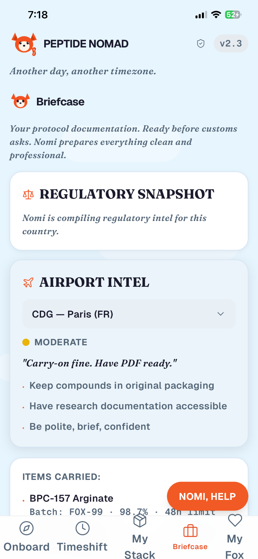 Zkomi Briefcase: regulatory snapshot and airport intel